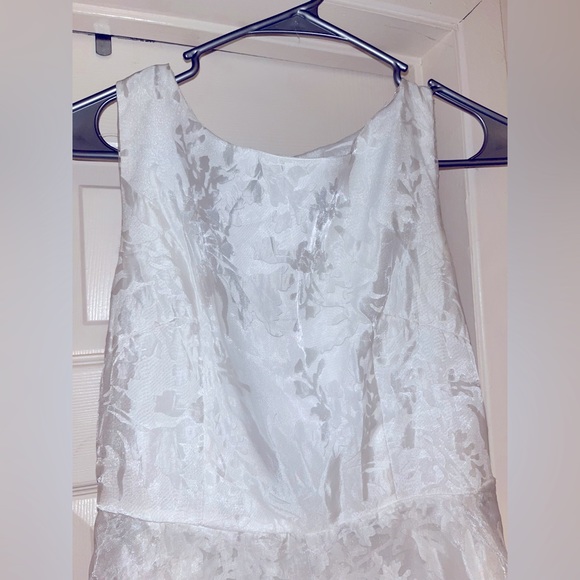 Silk Satin floral dress High Low White - Picture 5 of 6